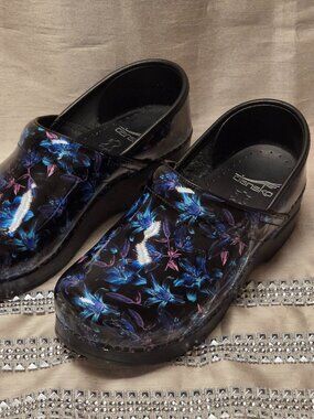 DANSKO Professional Womens Clogs Shoes Leather METALLIC Custom Painted SZ 37 EUC